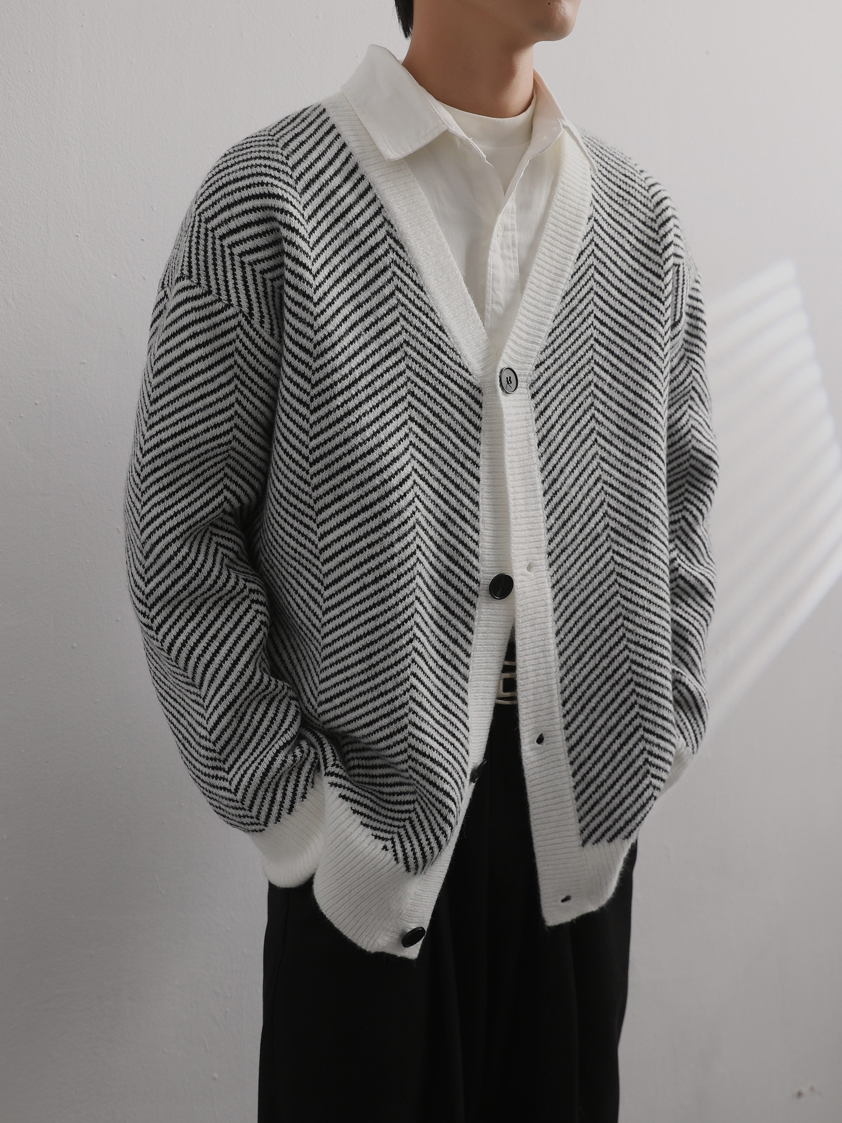 Snygg randig lös cardigan