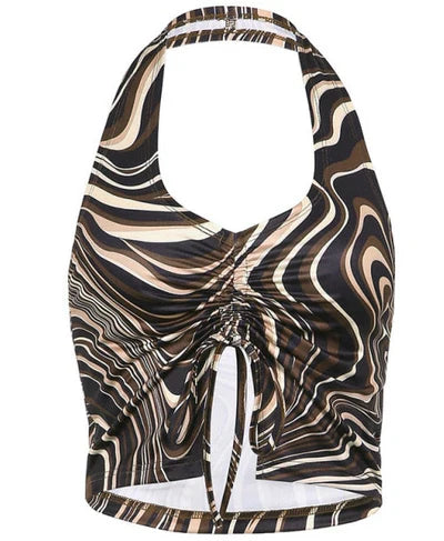 Halterneck Irregular Stripes Rygglšs topp