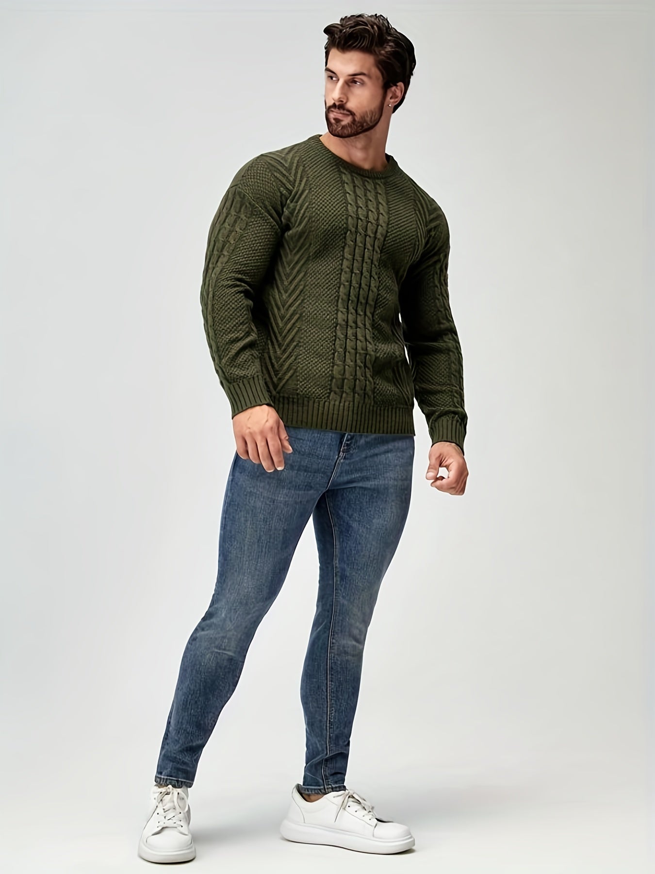 Stickad tröja med hög stretch för män