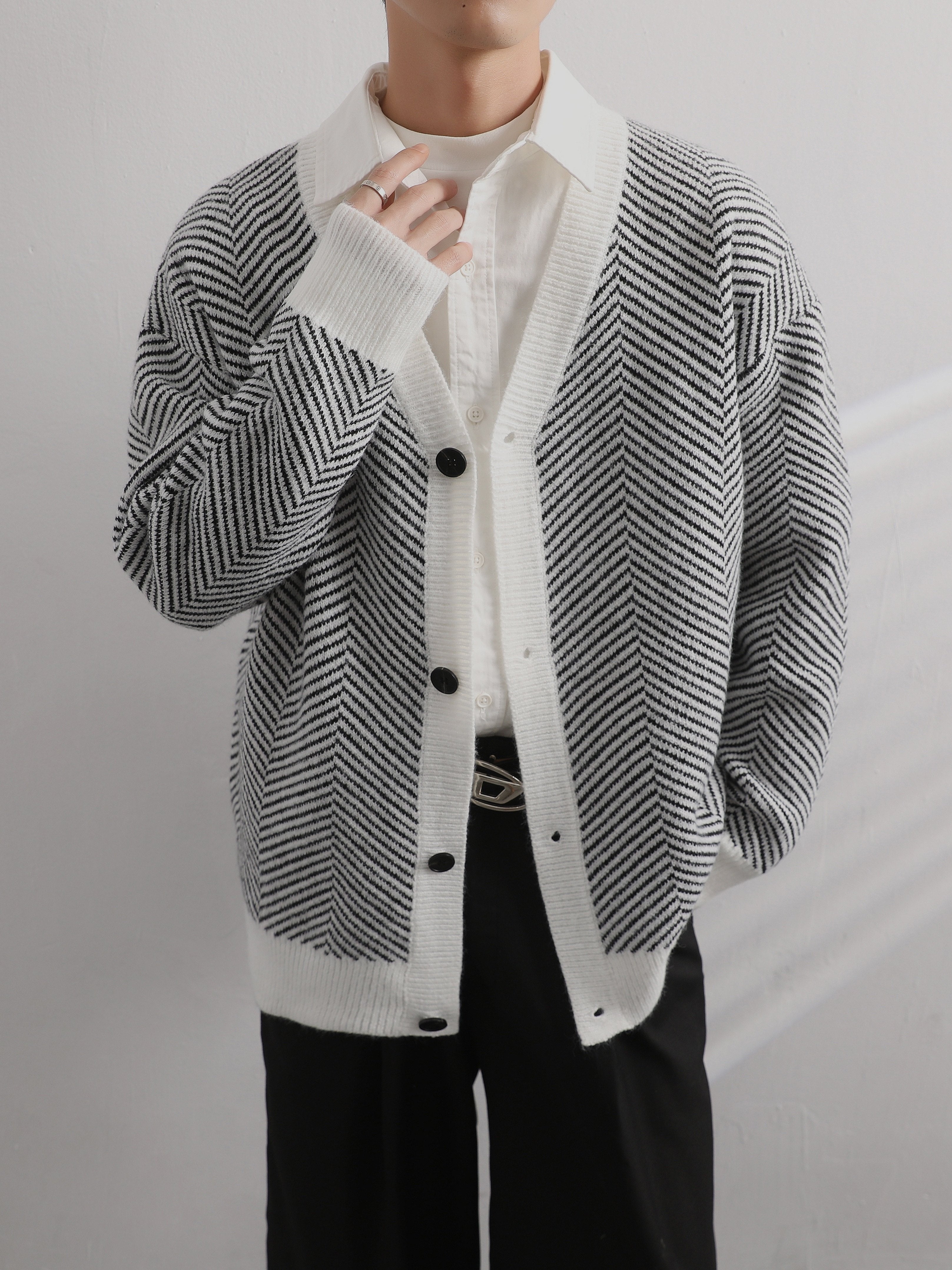 Snygg randig lös cardigan