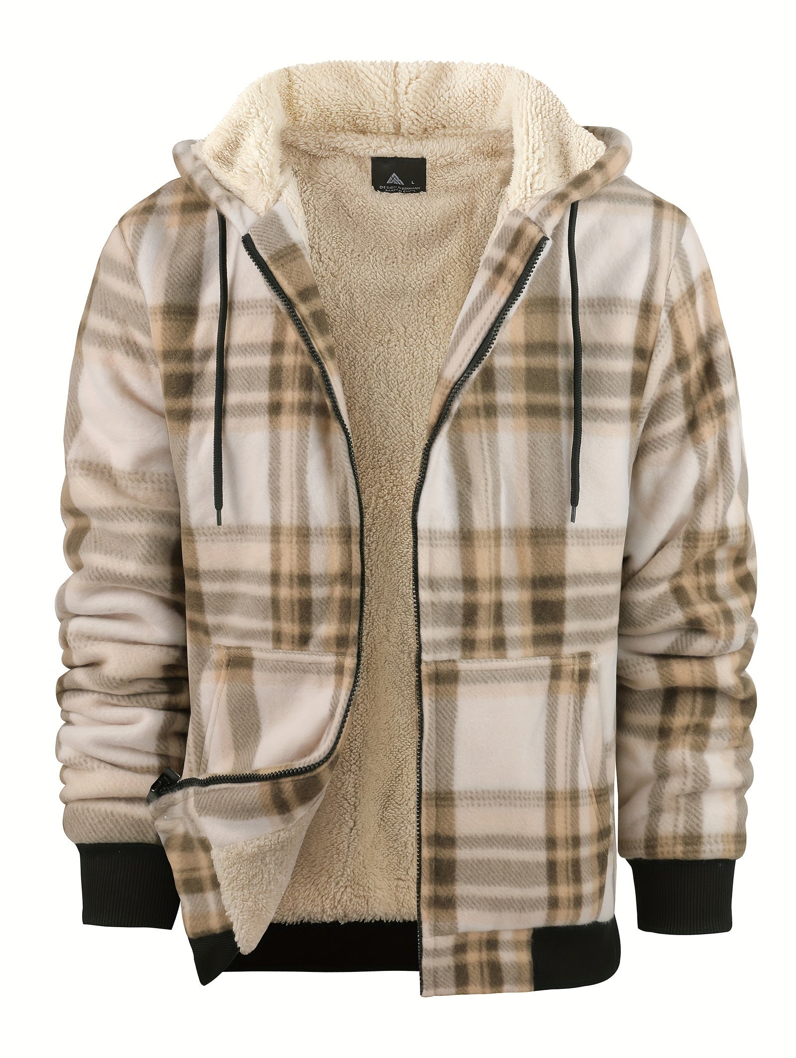Huvtröja i retro fleece med rutigt mönster