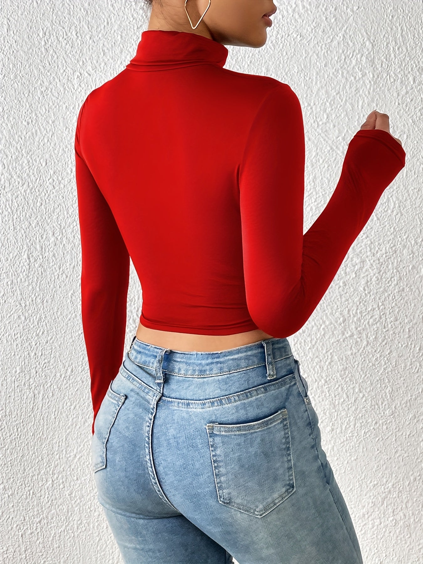 Skinny crop T-shirt med turtleneck