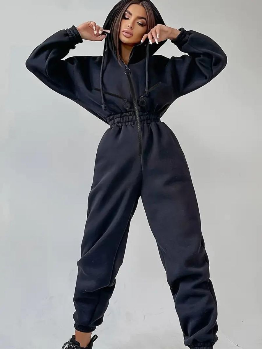 jumpsuit med huva och dragsko