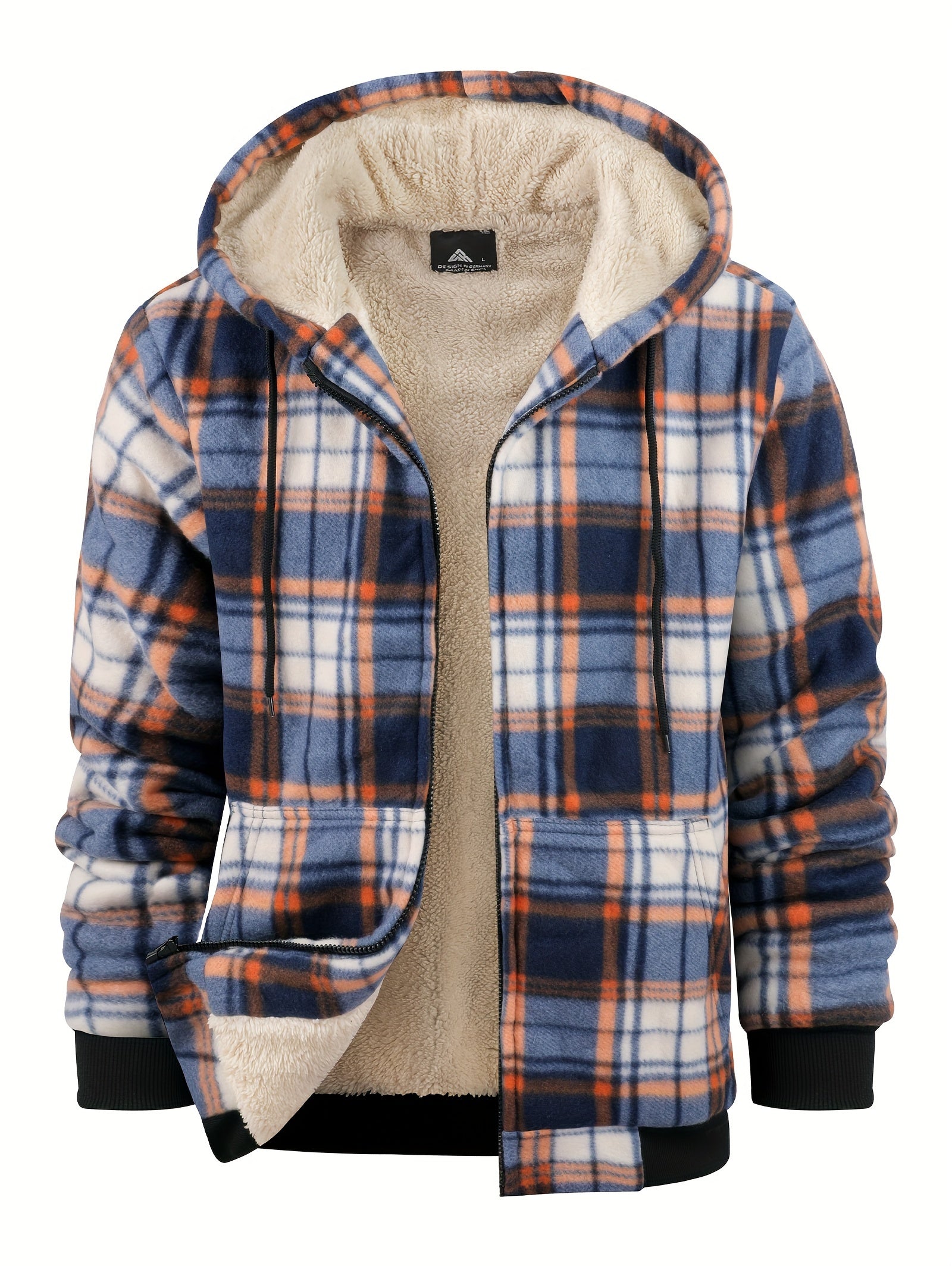 Huvtröja i retro fleece med rutigt mönster