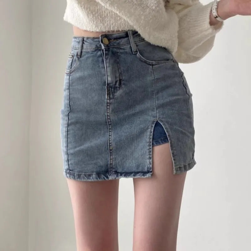 Sidoslits High Rise jeanskjol