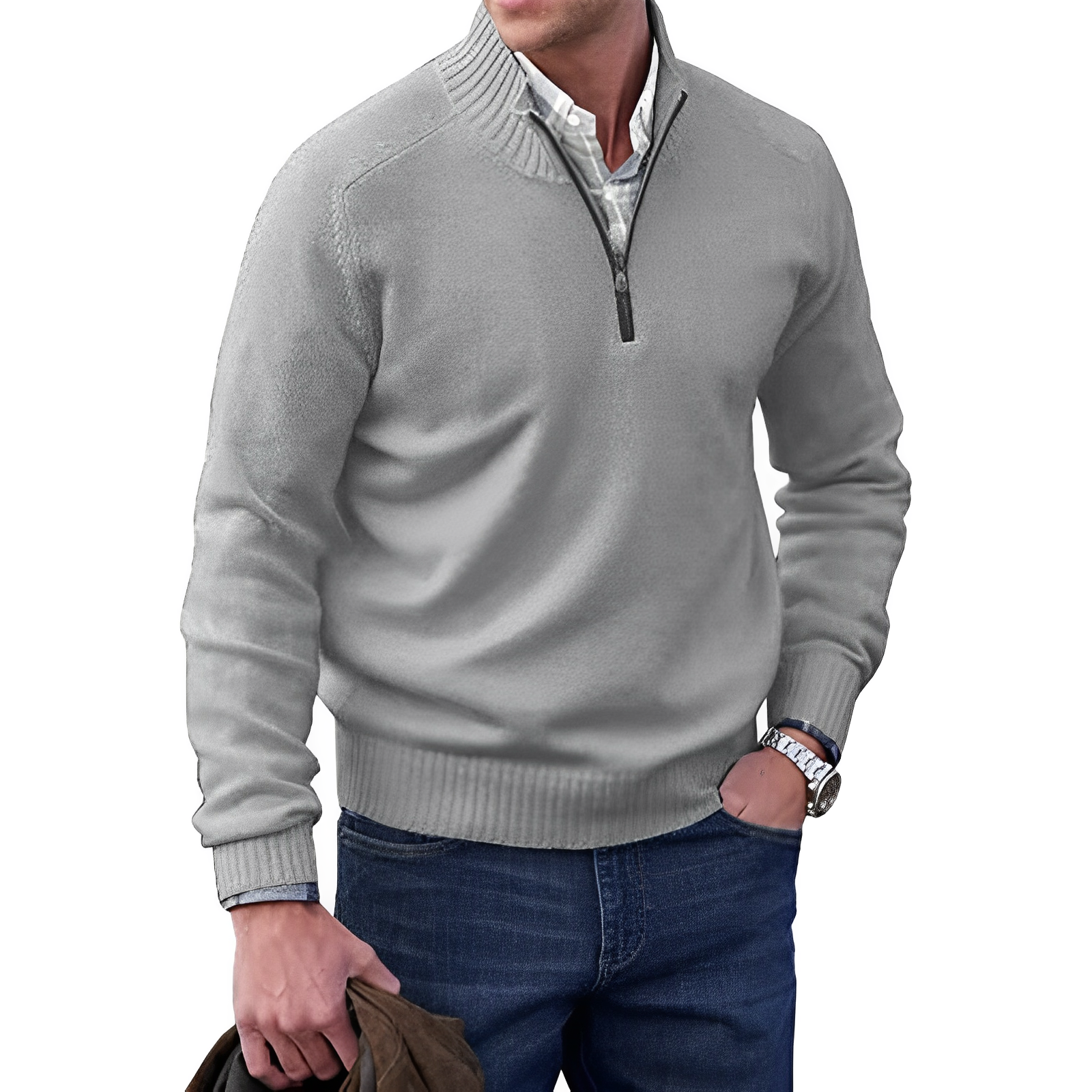 Cashmere dragkedja för män