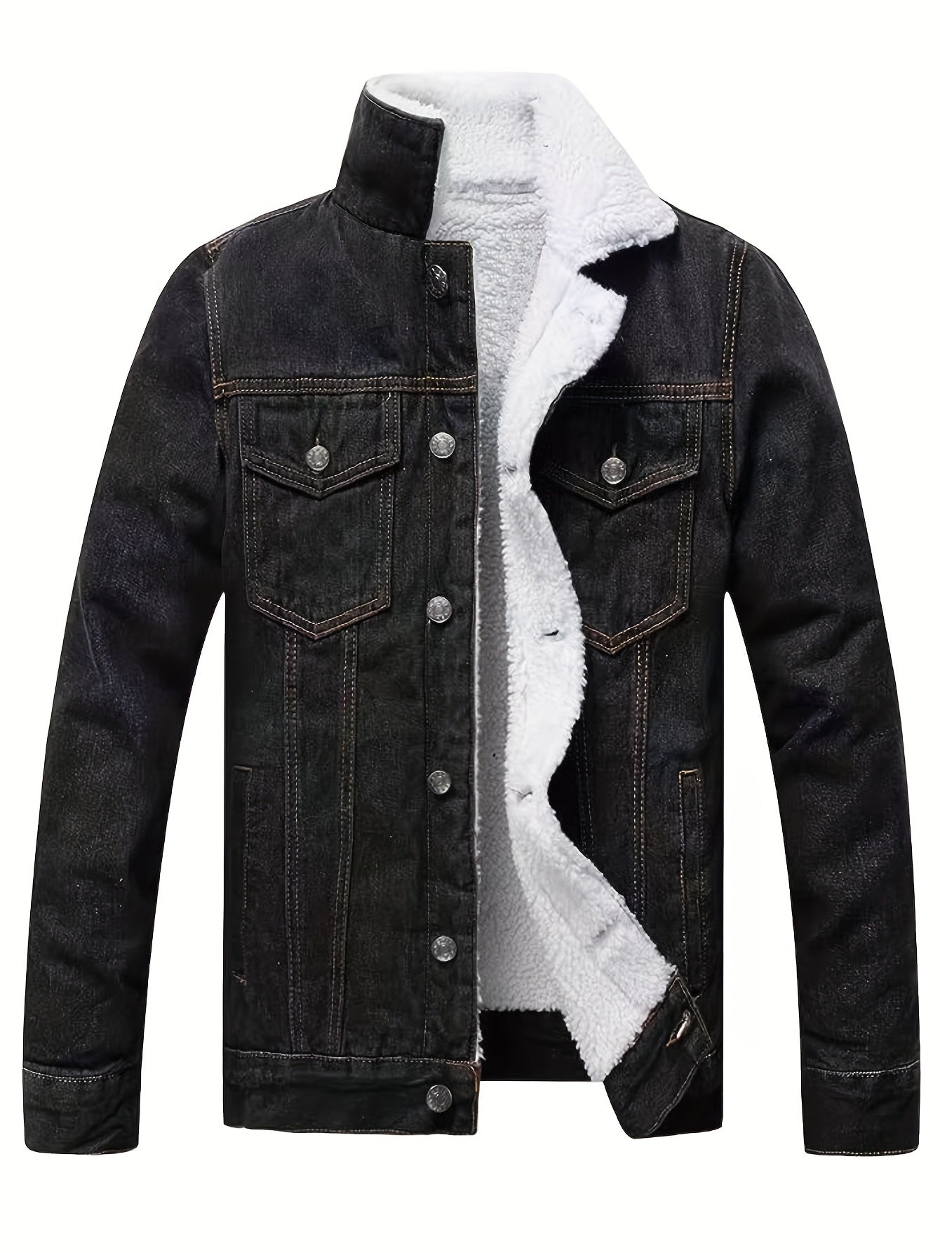 Svart jeansjacka i fleece