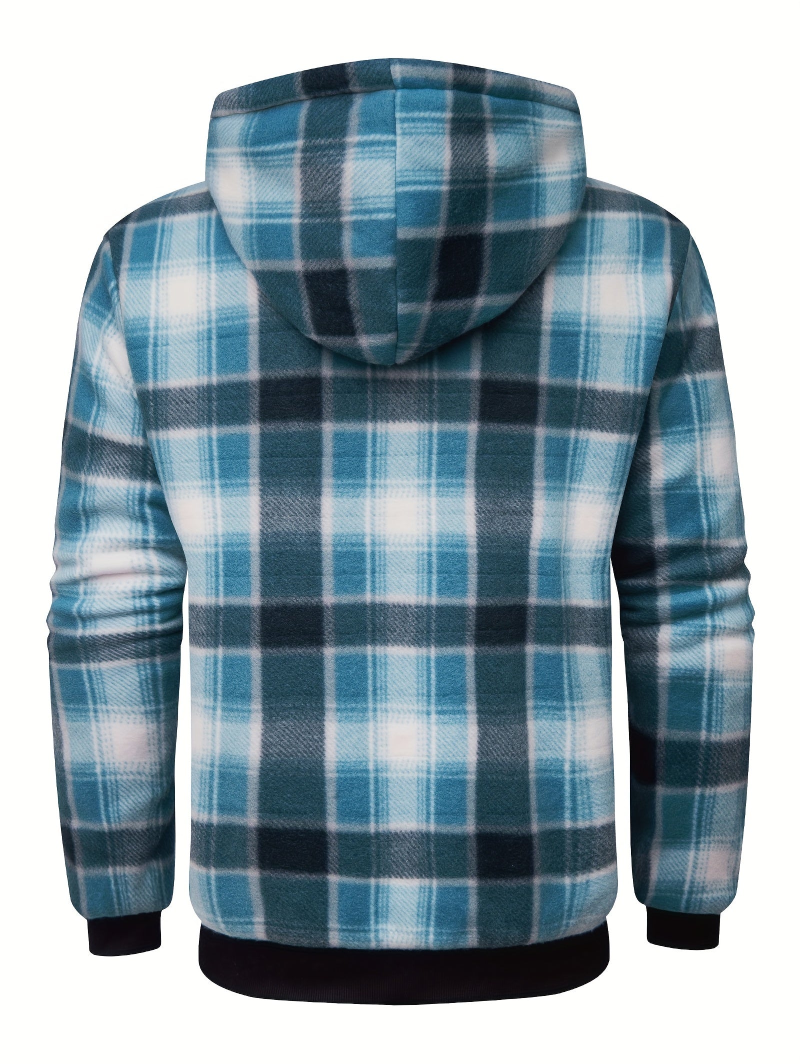 Huvtröja i retro fleece med rutigt mönster