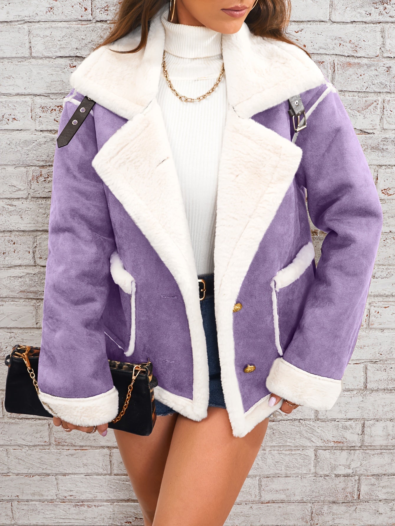 Lapel plysch jacka