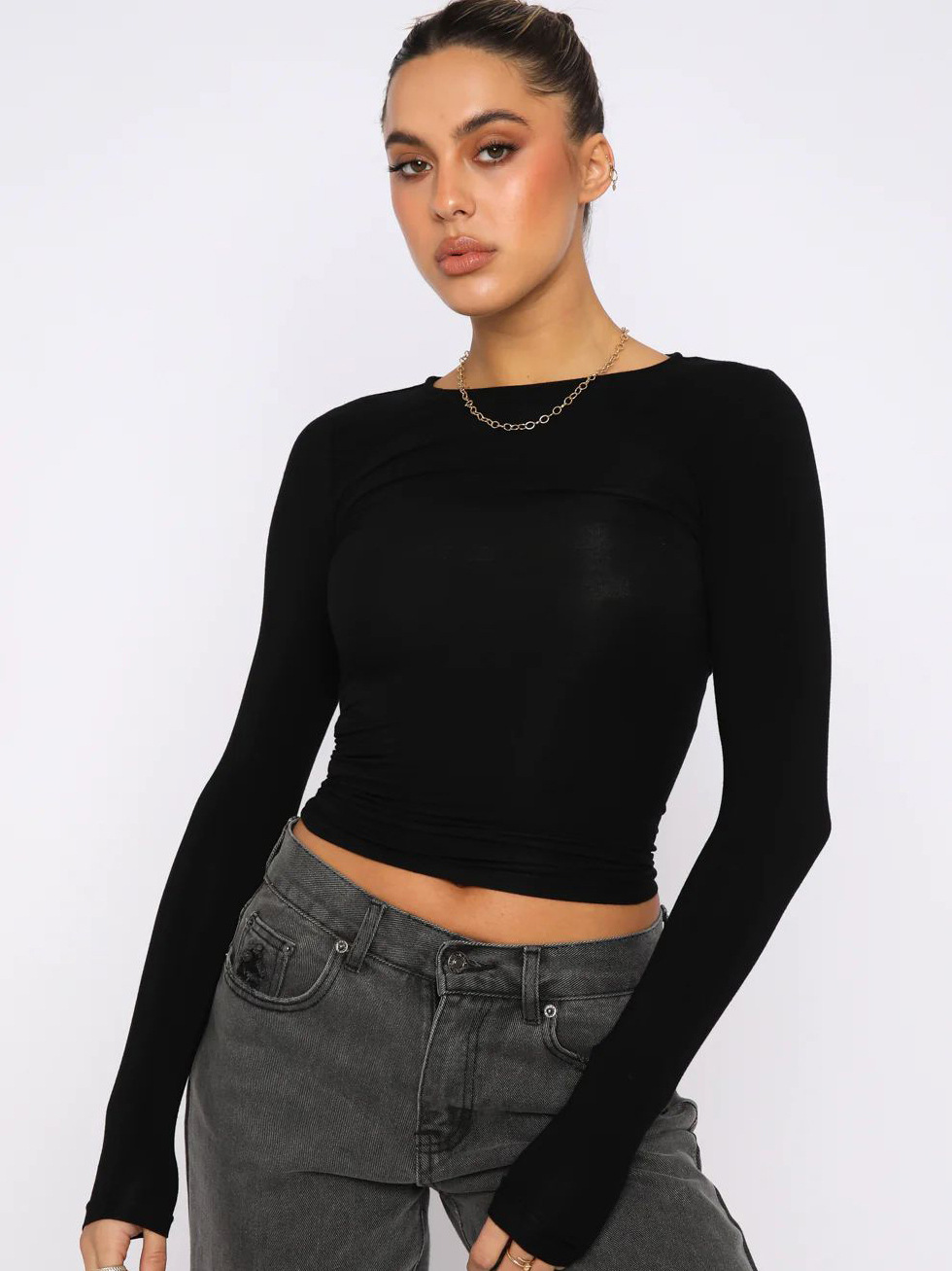 Casual lå ngärmad T-shirt