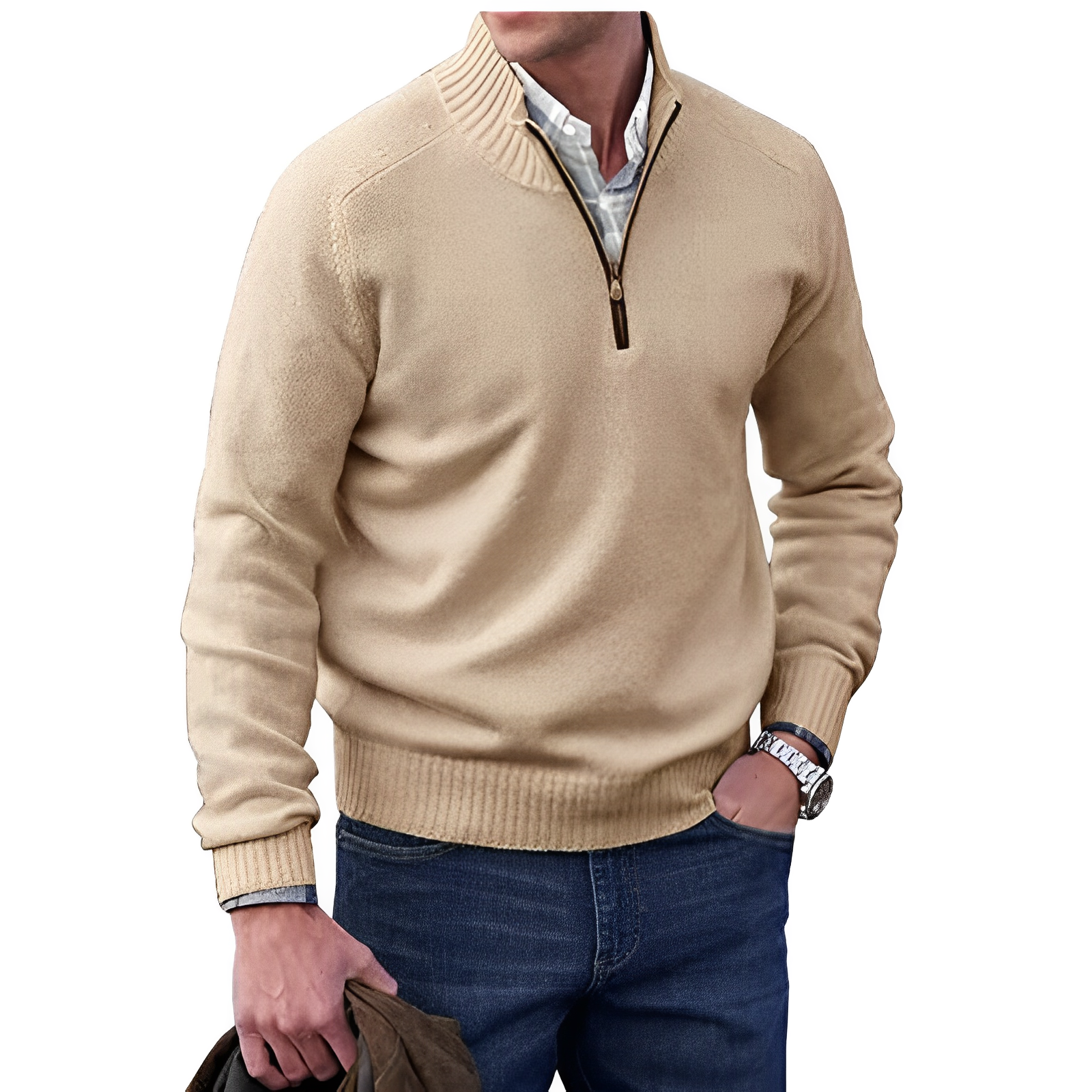 Cashmere dragkedja för män
