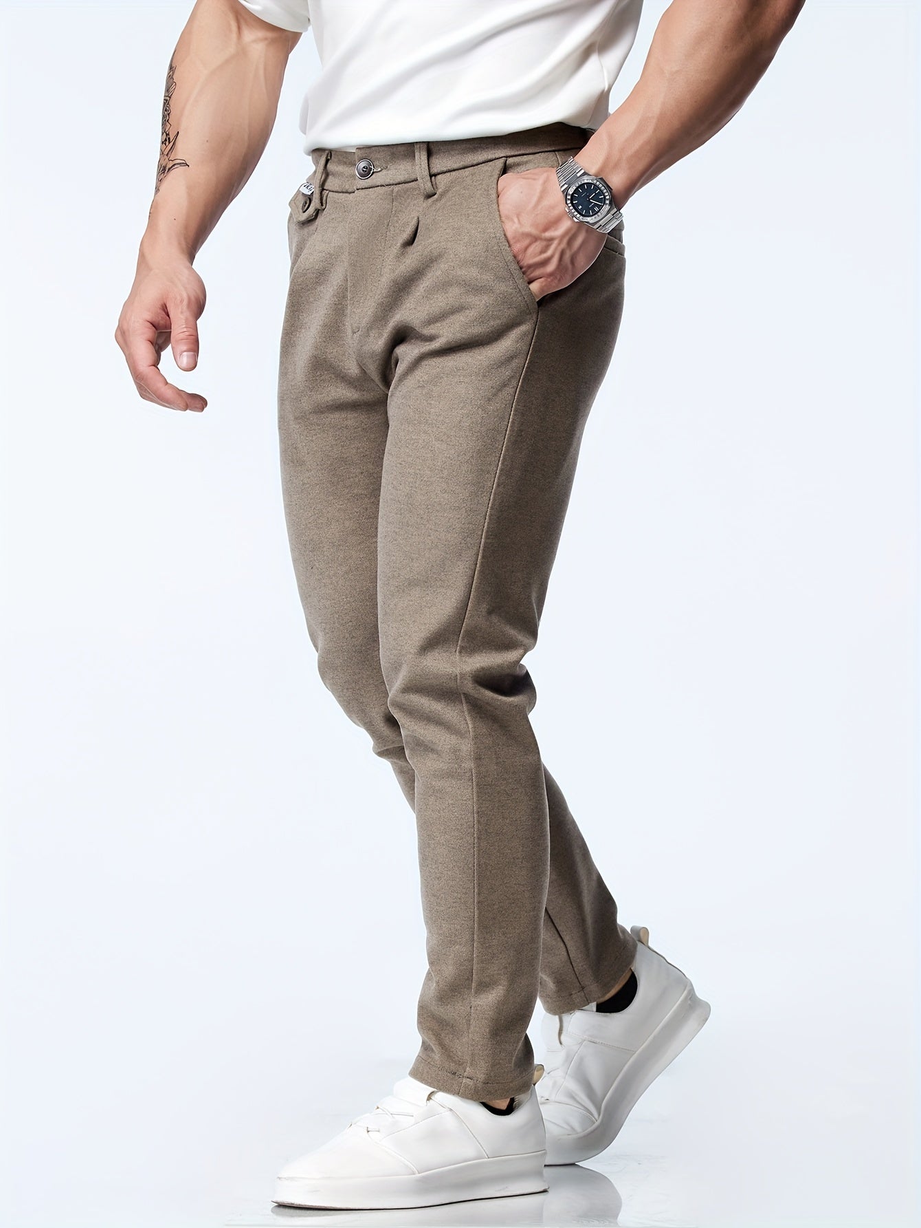 Casual byxor med rak stretch för män