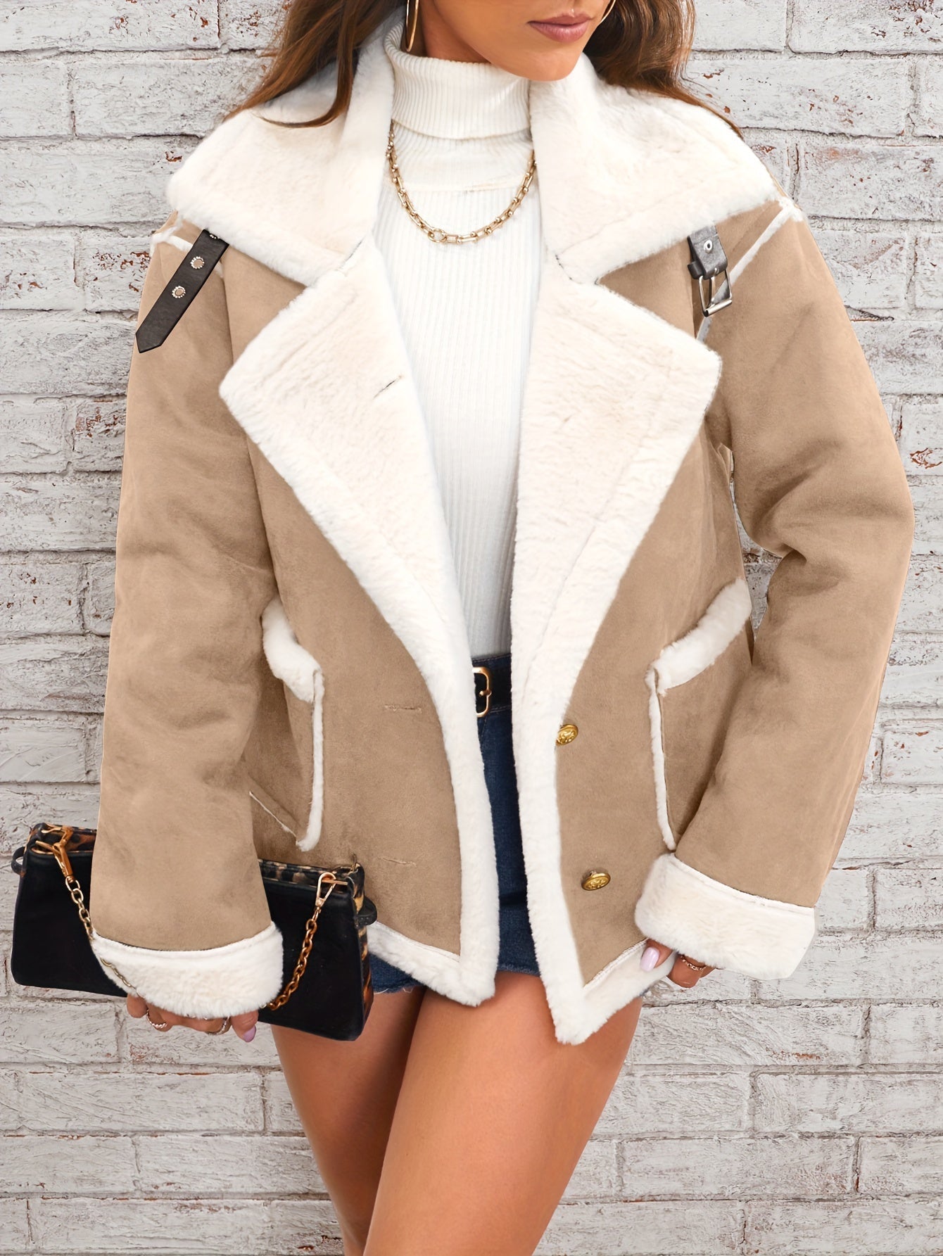 Lapel plysch jacka
