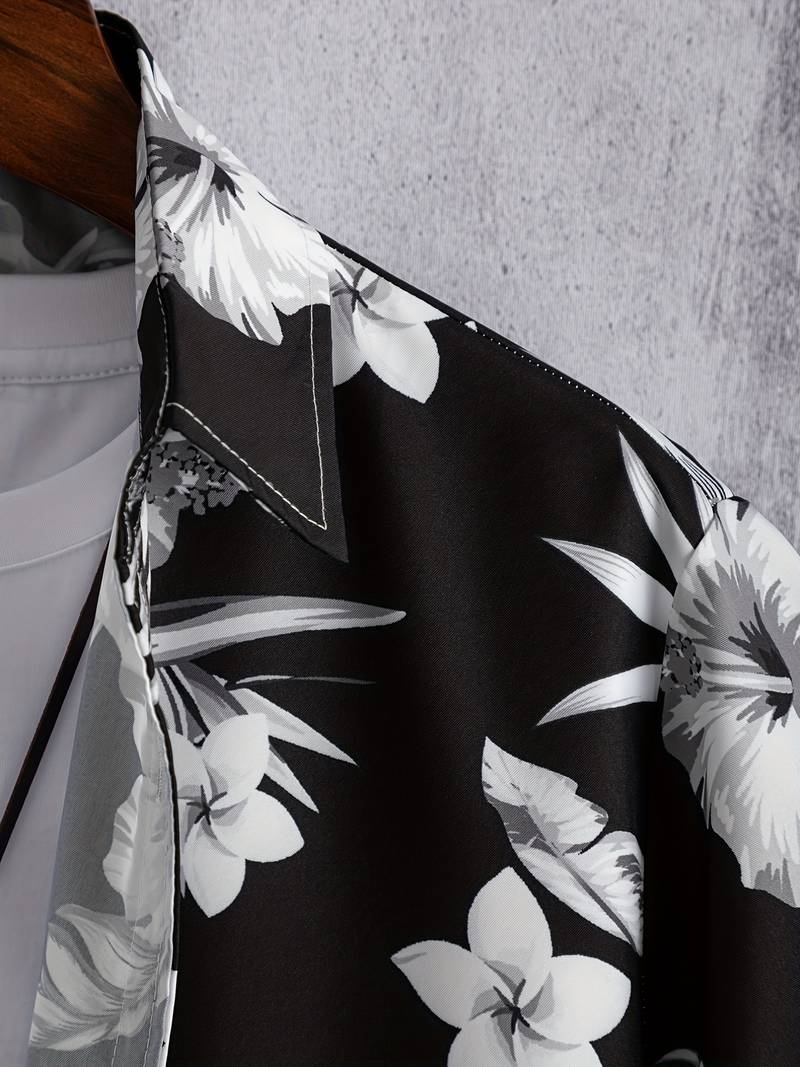 Kortärmad lapelskjorta med blommönster
