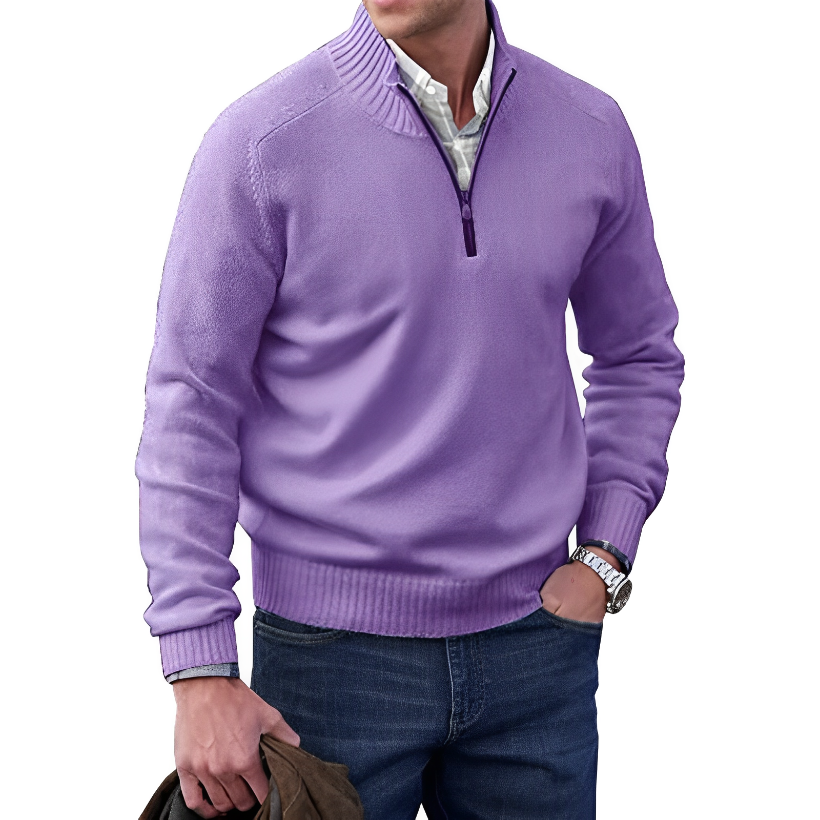 Cashmere dragkedja för män