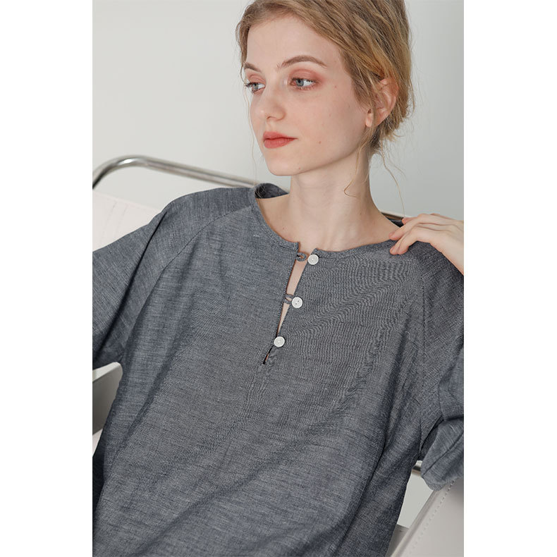 T-shirt och byxor i jeansstil med dubbla lager för kvinnor