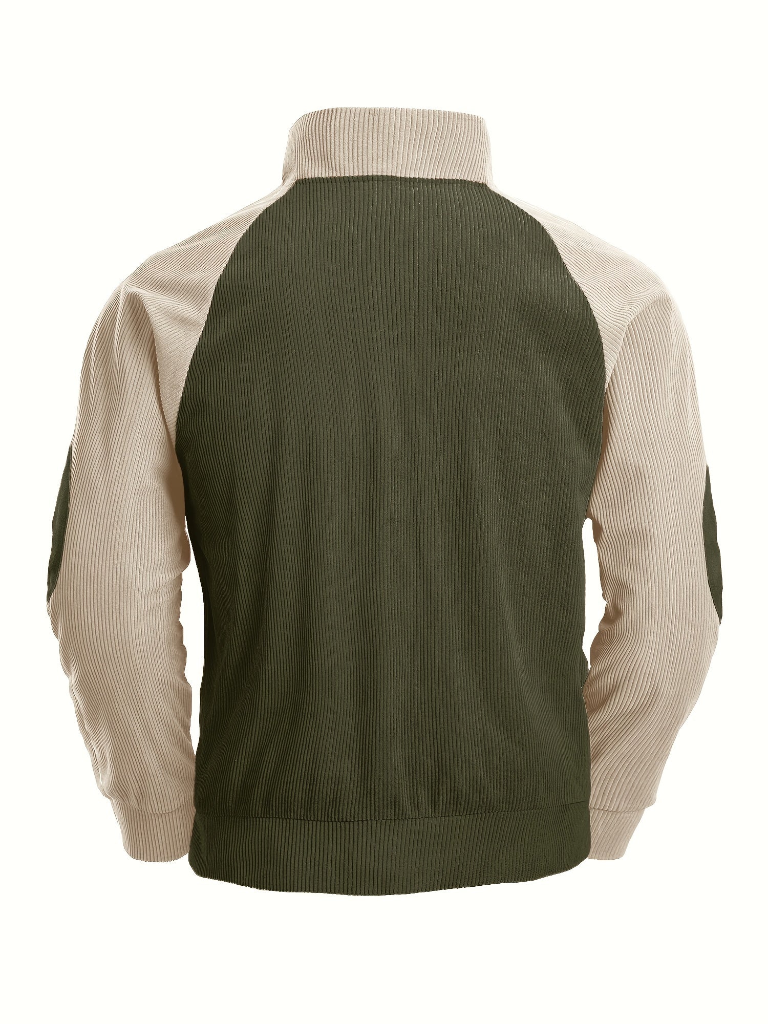 Ribbstickad vintage Henley skjorta med lå nga ärmar och stå krage
