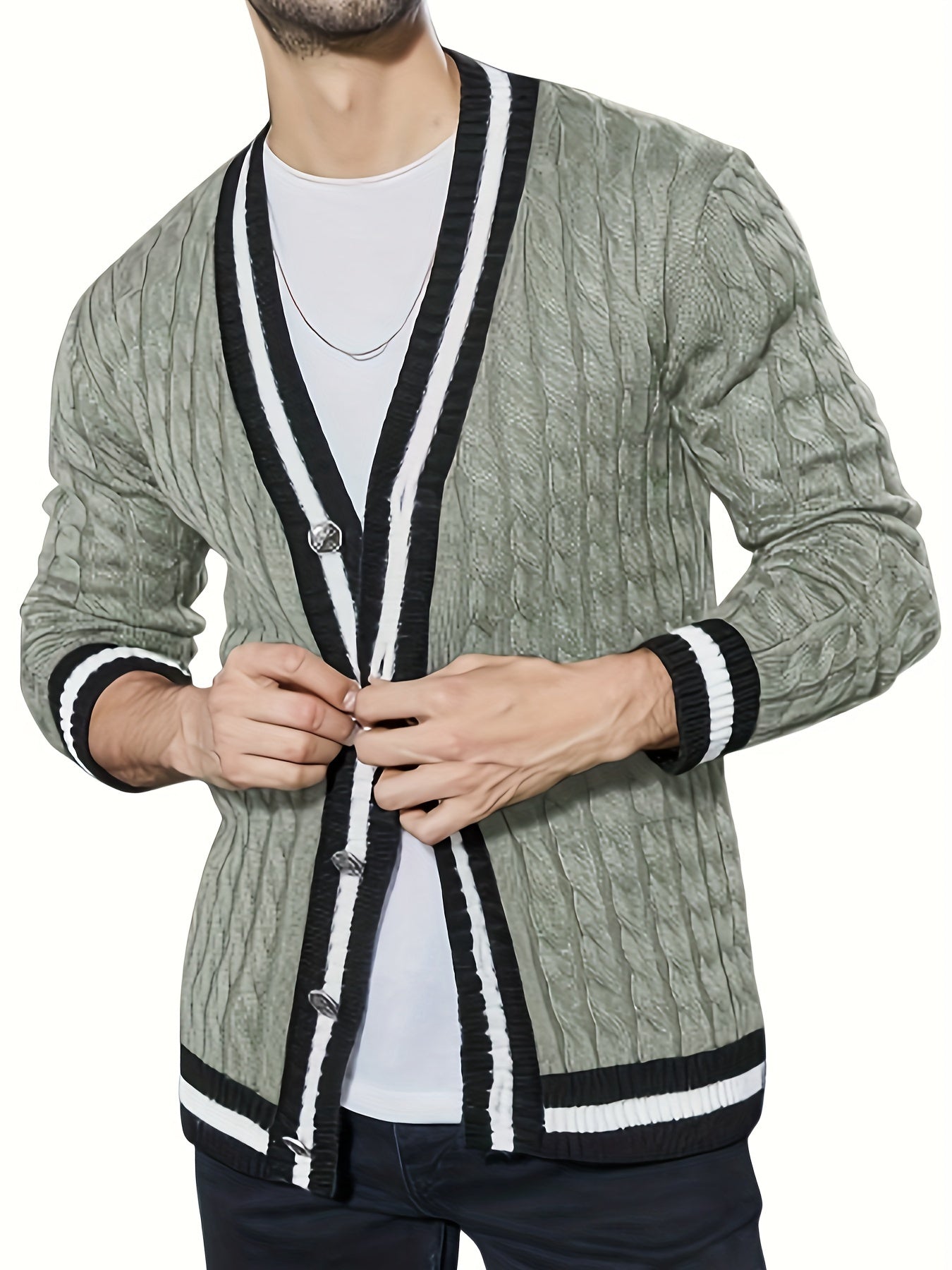 Elegant grön cardigan för män
