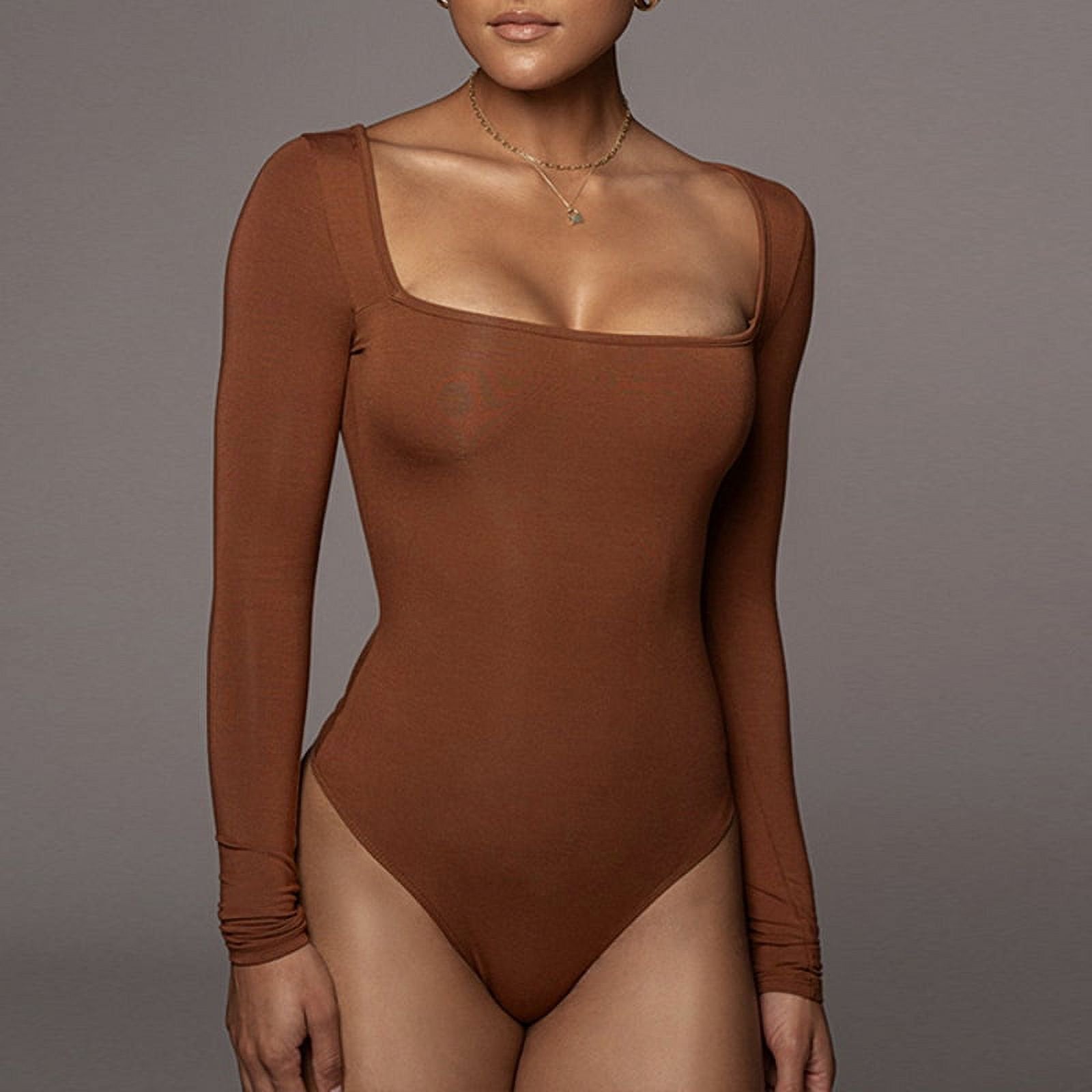 Långärmad jumpsuit med fyrkantig hals