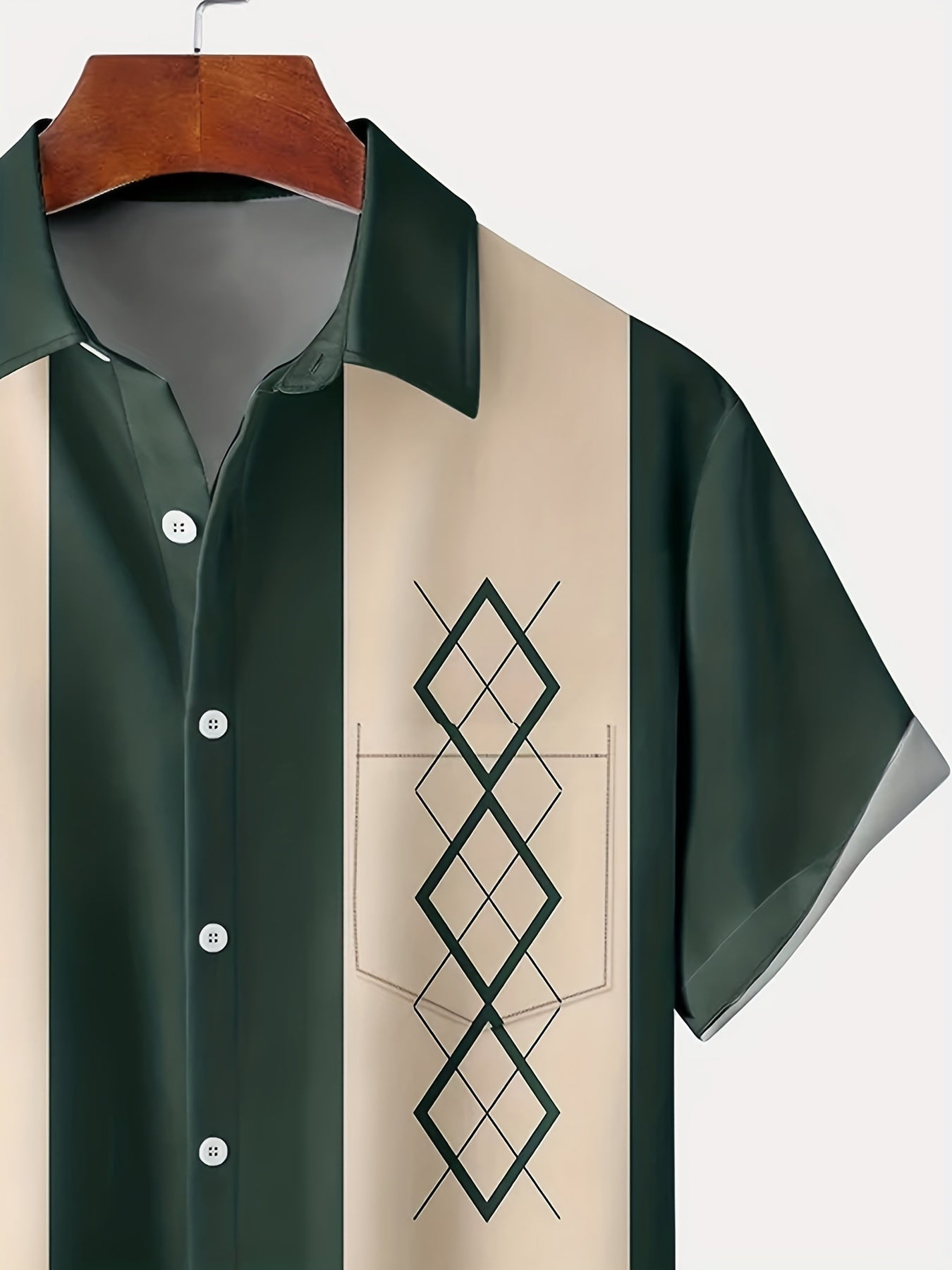 Vintage skjorta med korta ärmar och geometriskt tryck