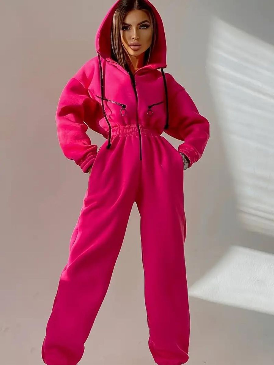 jumpsuit med huva och dragsko