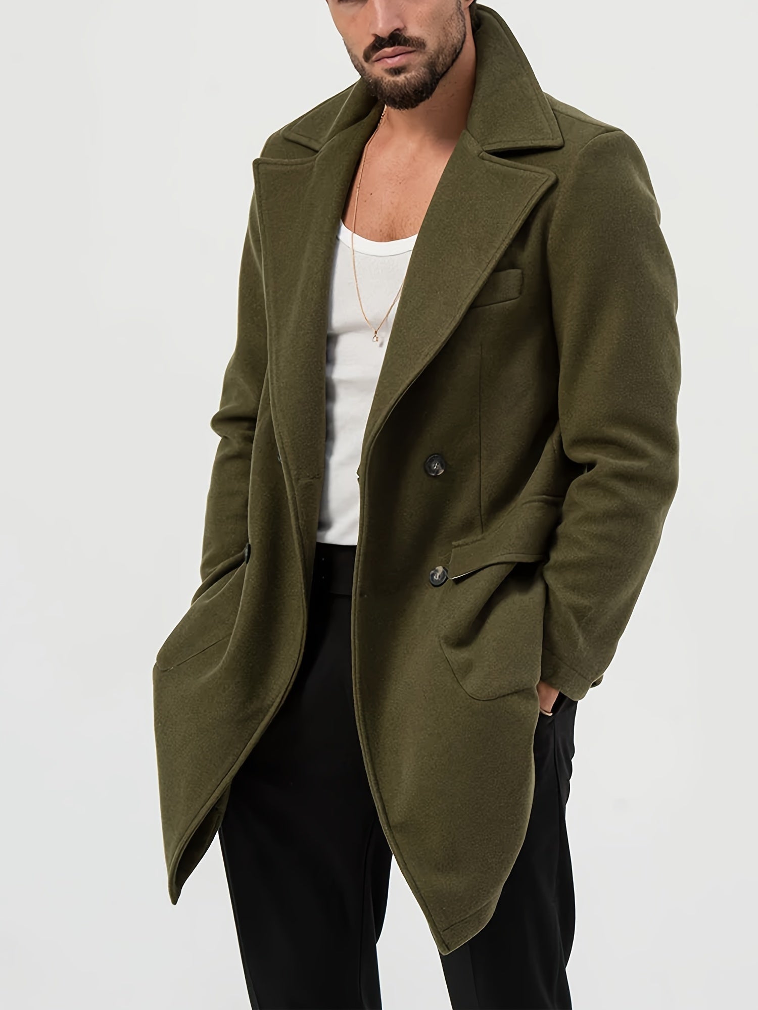 Grön trenchcoat för män