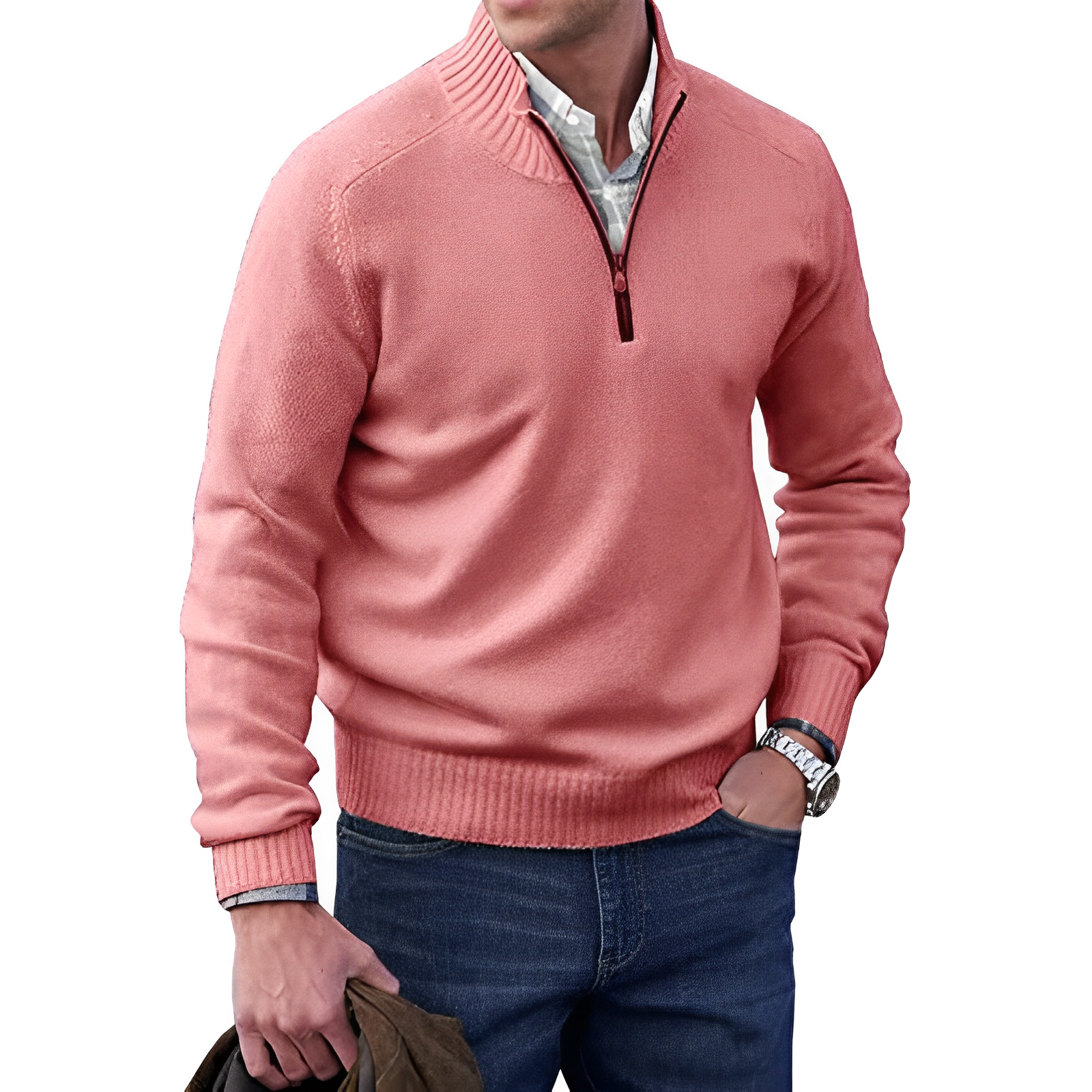 Cashmere dragkedja för män