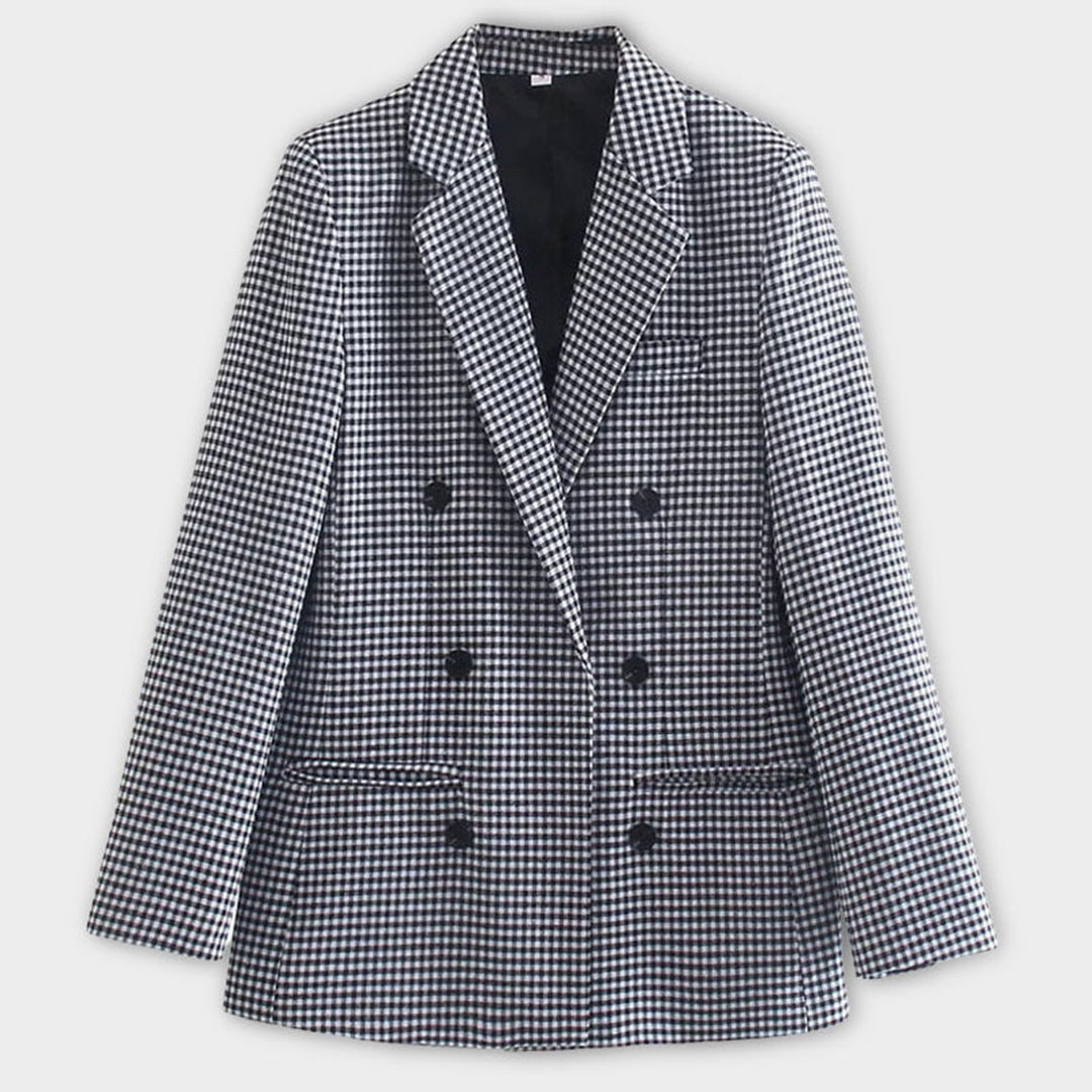 Randiga dubbelknäppta blazers för kvinnor
