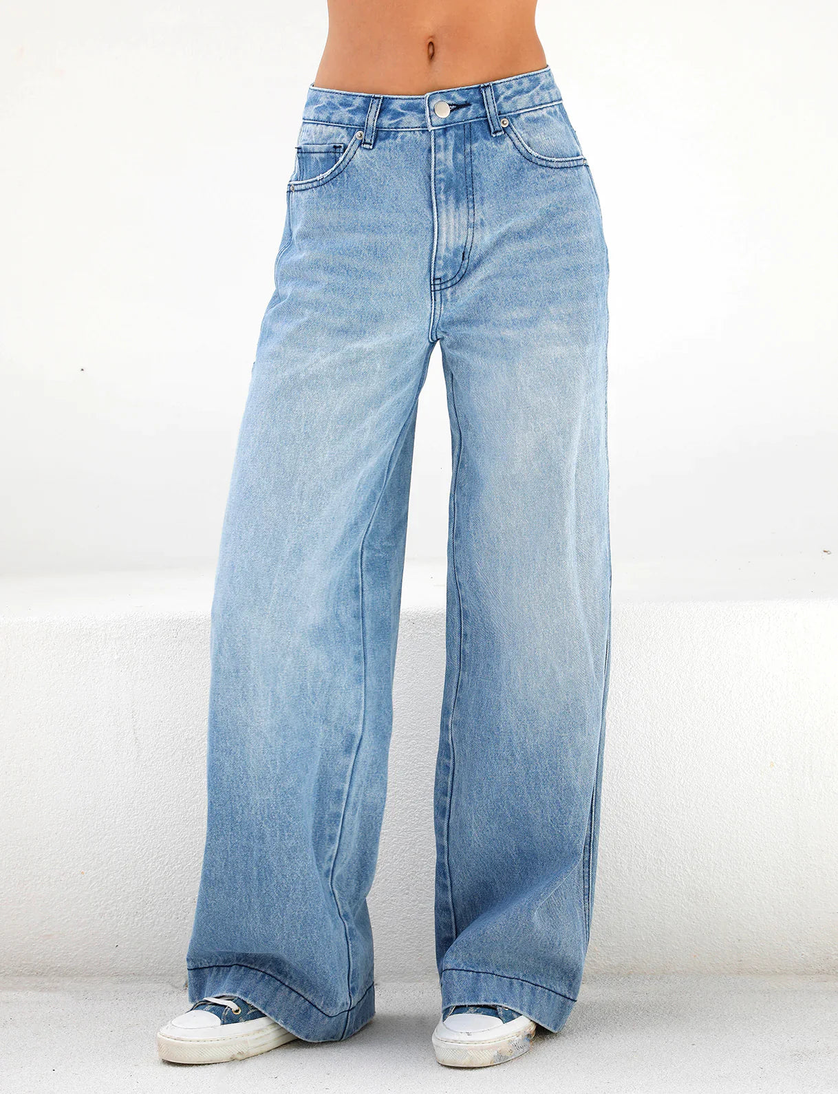 Lösa jeans med hög midja