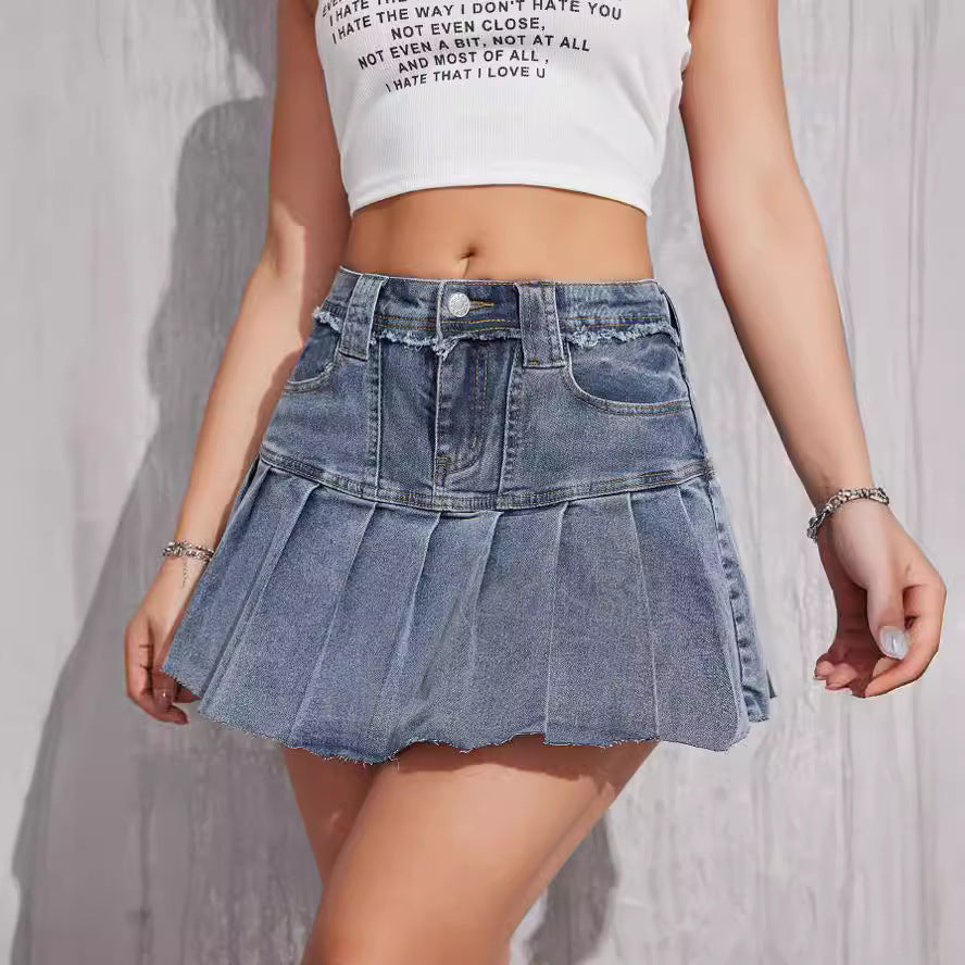 Stretchig minikjol i denim