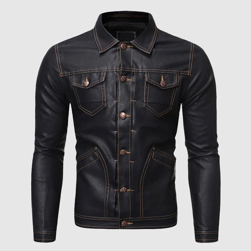 Paul Hardy vintage bikerjacka i läder