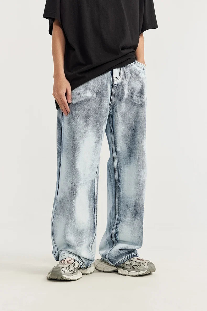 Gradientfärgade tvättade jeans med vida ben