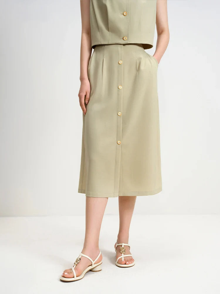 Vintage pendlare sommar ärmlös väst och kjol set