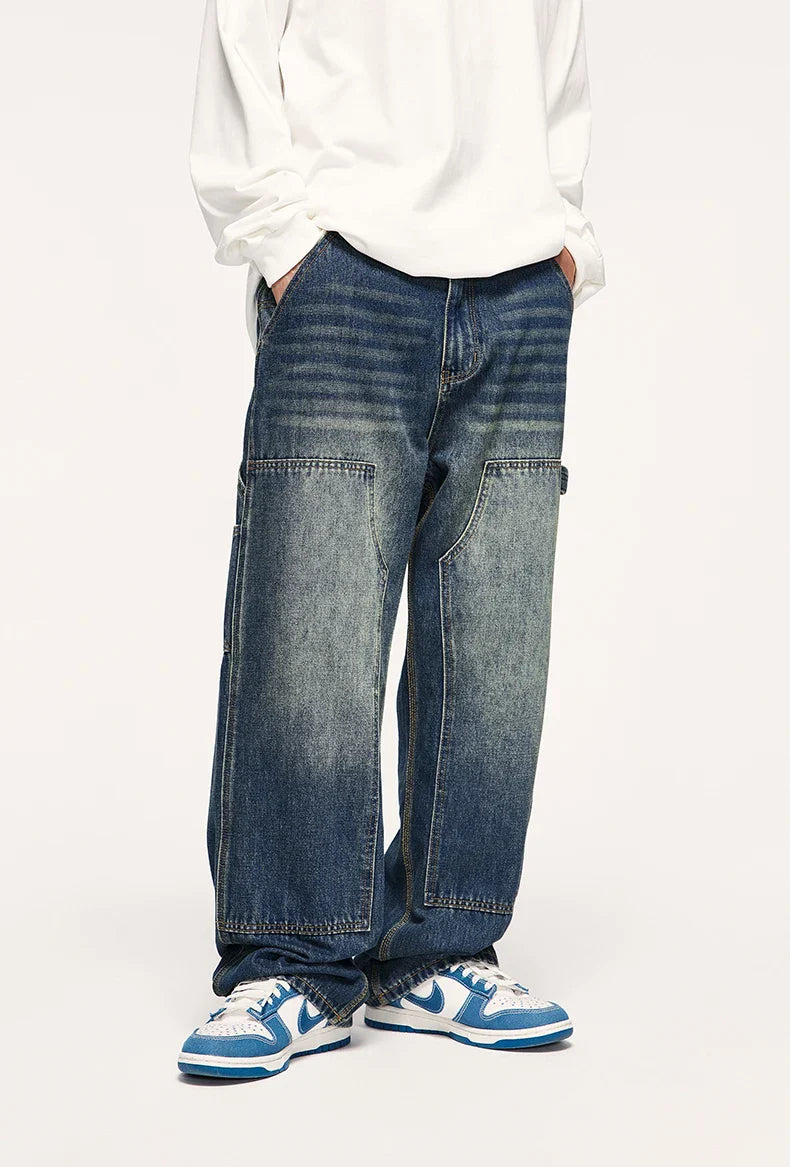 Retrotvättade jeans med vida ben