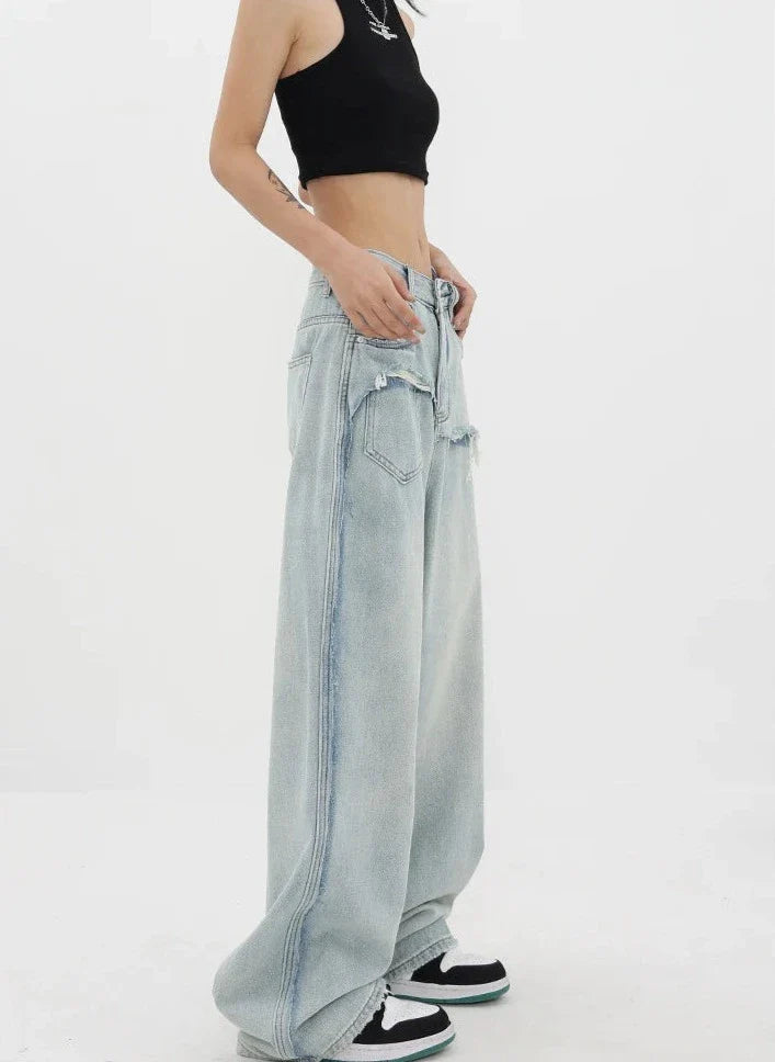 Vintage jeans med hög midja och raka ben