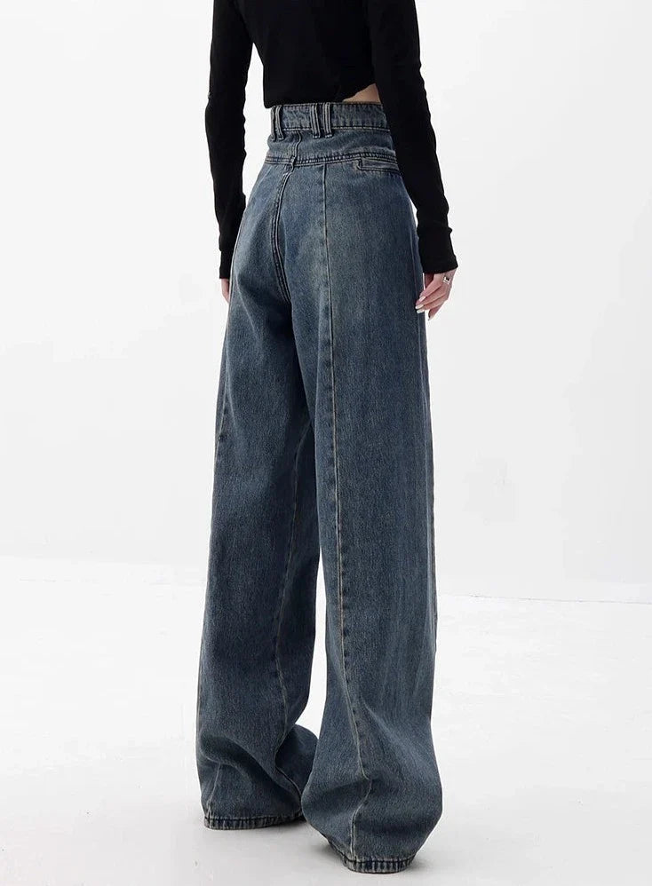 Högmidjade jeans med vida ben
