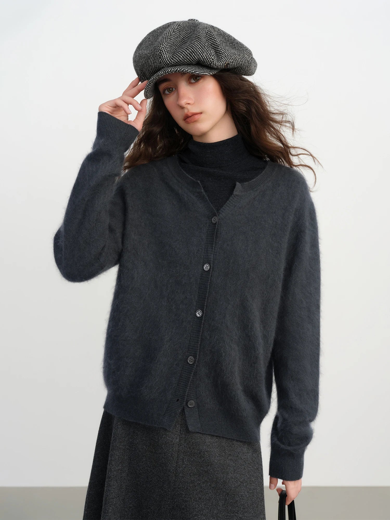 Stickad kofta i ullblandning