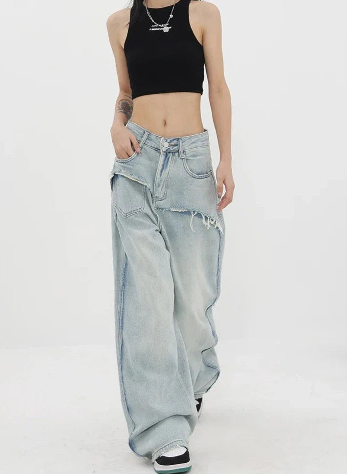 Vintage jeans med hög midja och raka ben