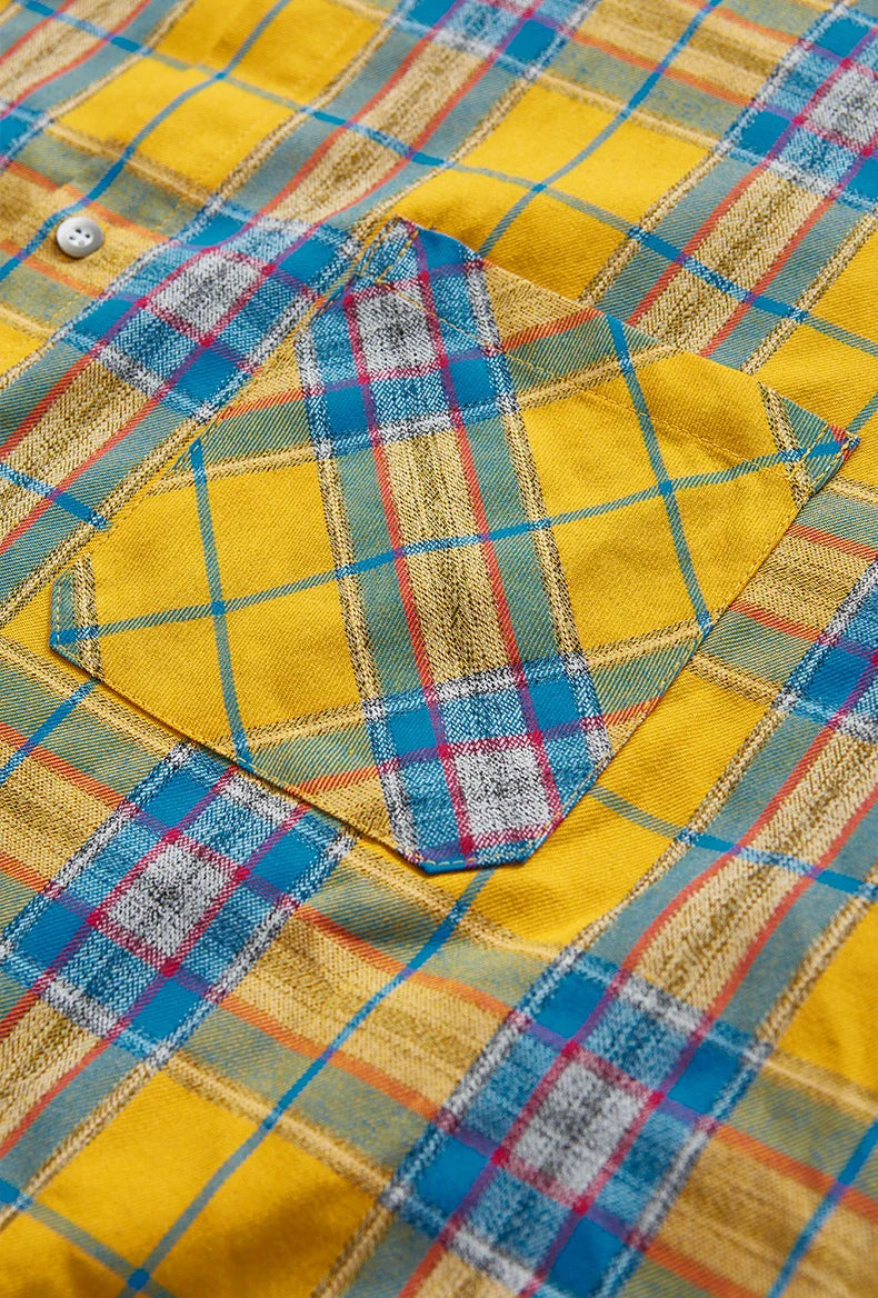Colorblock rutig oversized skjorta