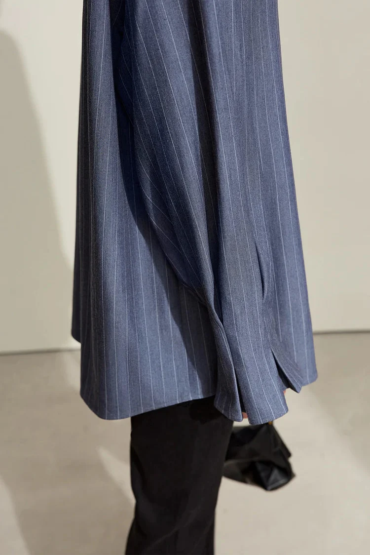 Randig skjorta med lång ärm och lös passform