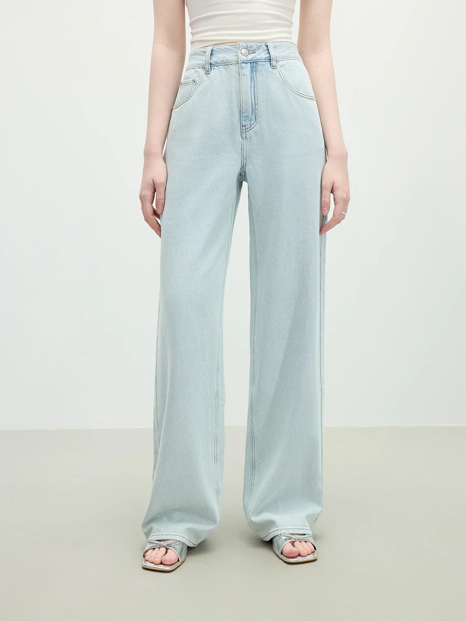 Raka jeans med hög midja