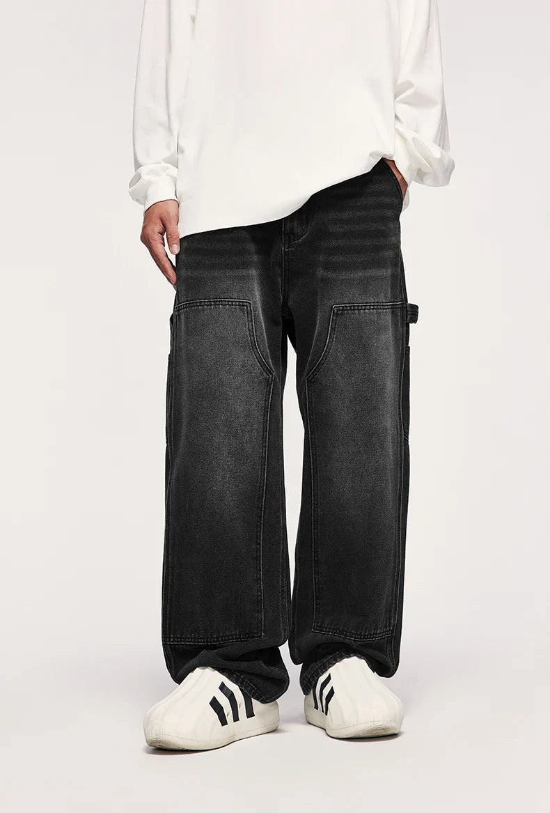 Retrotvättade jeans med vida ben