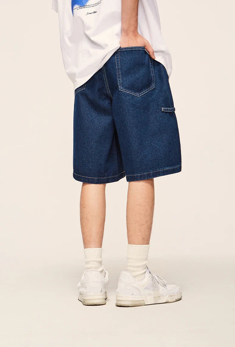 Vintage tvättade jeansshorts med raka ben