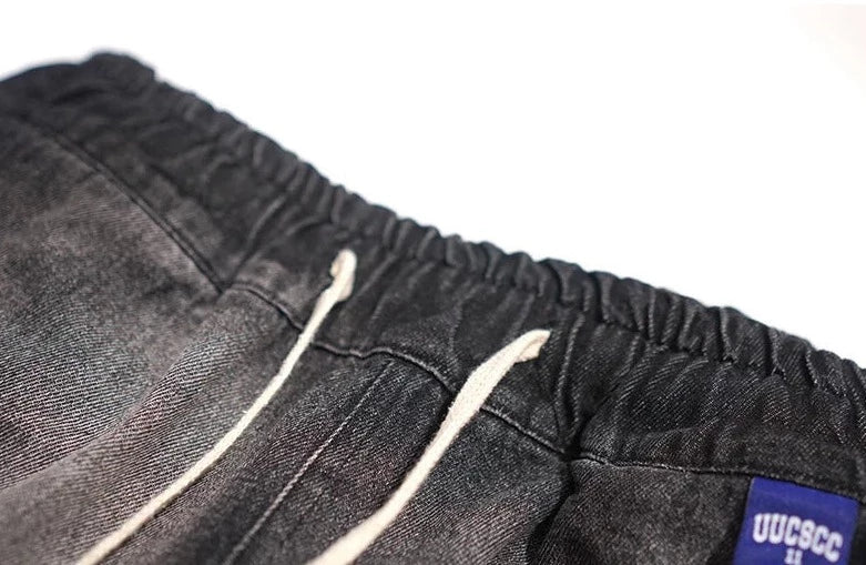 Rippade oversized svarta jeans