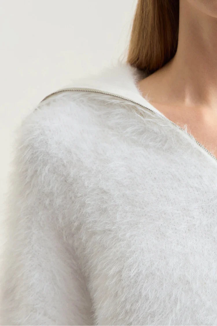 Polotröja med dragkedja i mink