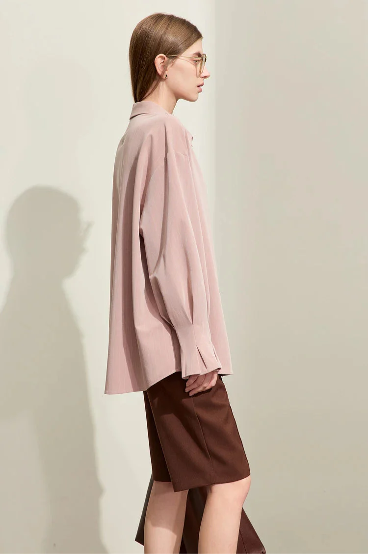 Randig skjorta med lång ärm och lös passform