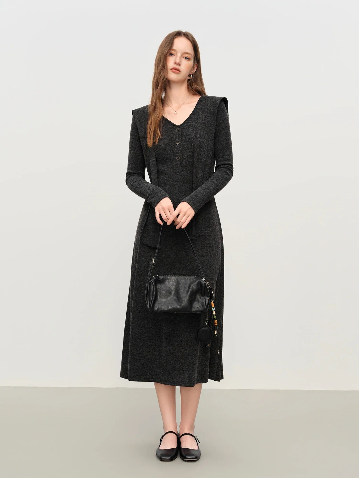 Slankande A-linjeformad Grå Klänning