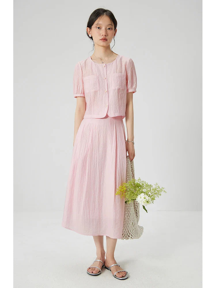 Avslappnad mjuk, lös topp och kjolset