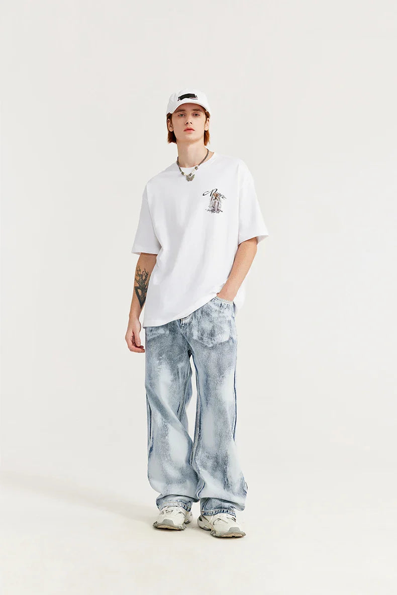 Gradientfärgade tvättade jeans med vida ben