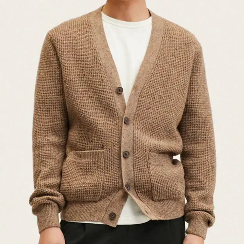 Beige kofta av strukturerad ull